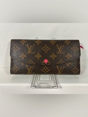 1145: Louis Vuitton Emilie Wallet Monogram Canvas Rose Interior